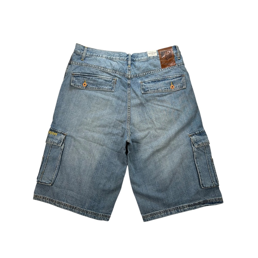 Phat Farm Legends Men 38 Blue Denim Cargo Shorts Baggy Y2K Streetwear NWT - Picture 3 of 10